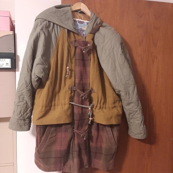 Vintage 1990s Utex Hooded Field Jacket Plaid Wool/Embroidered /Street Wear Sz M